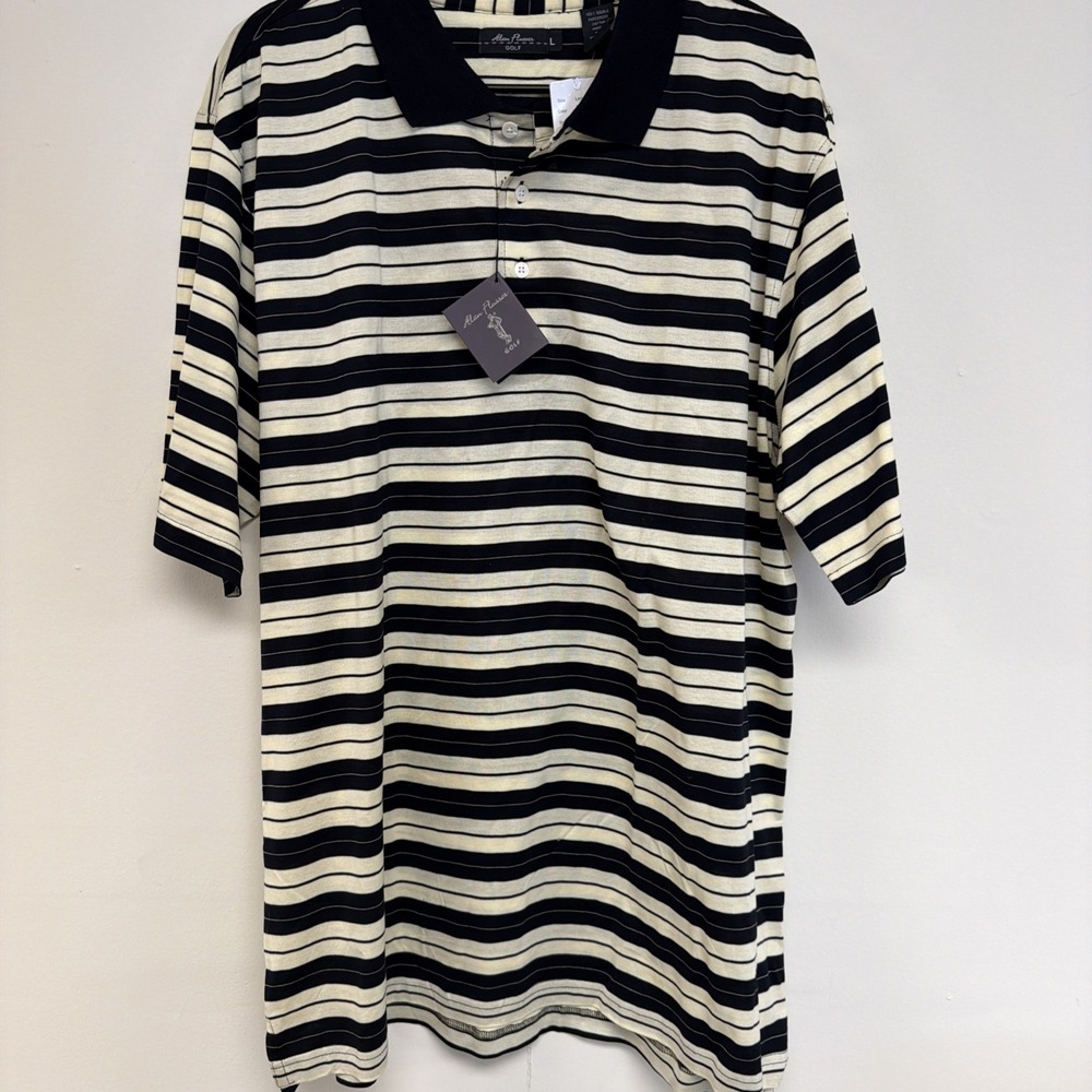 Alan Flusser Golf Striped Multi-color Polo Shirt Men's Size L NWT